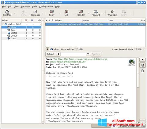 Screenshot Claws Mail Windows 8