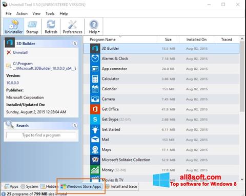 Screenshot Uninstall Tool Windows 8