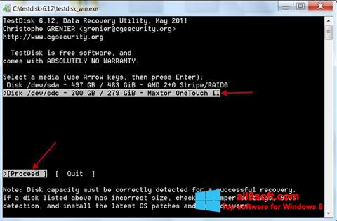 Screenshot TestDisk Windows 8