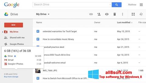 Screenshot Google Drive Windows 8