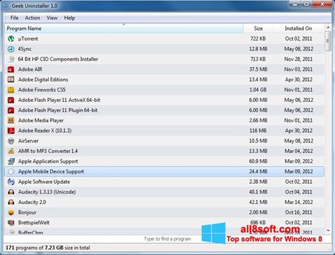 Screenshot Geek Uninstaller Windows 8