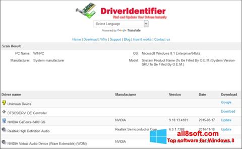 Screenshot Driver Identifier Windows 8