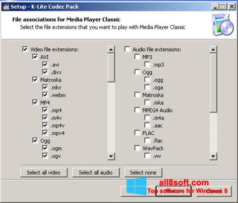 Screenshot K-Lite Codec Pack Windows 8